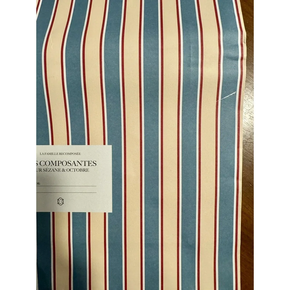 Sézane French Striped Gift Bags Holiday Wrap with Red Ribbon 16